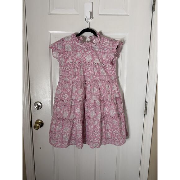 Hampton House Dress Womens Small Pink Floral Ruffle Tiered Swing Boho Mini - Picture 2 of 6